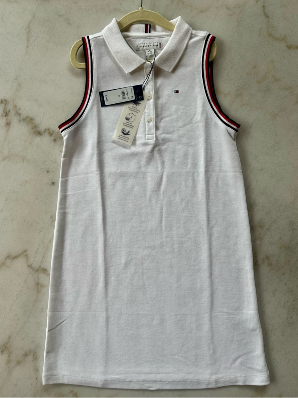 NWT Tommy Hilfiger White Polo Dress with Red & Navy Trim and Logo